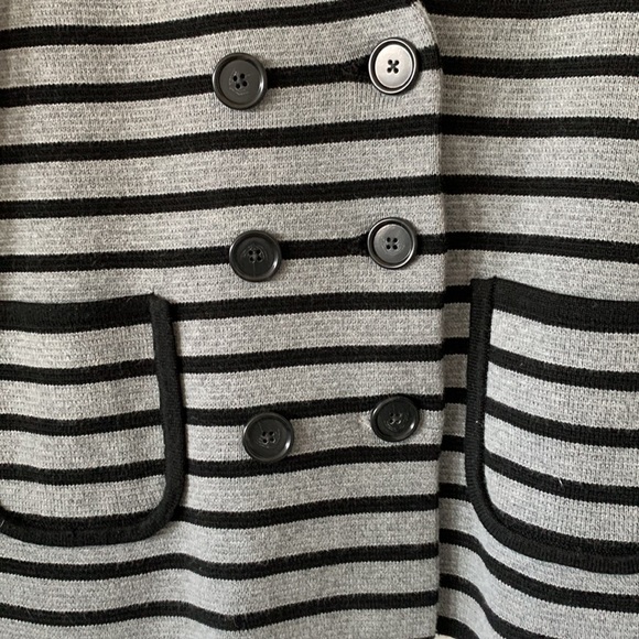 LOFT 100% Cotton Collared V-Neck Double Breasted Pockets Striped Jacket Size MP - Picture 5 of 16